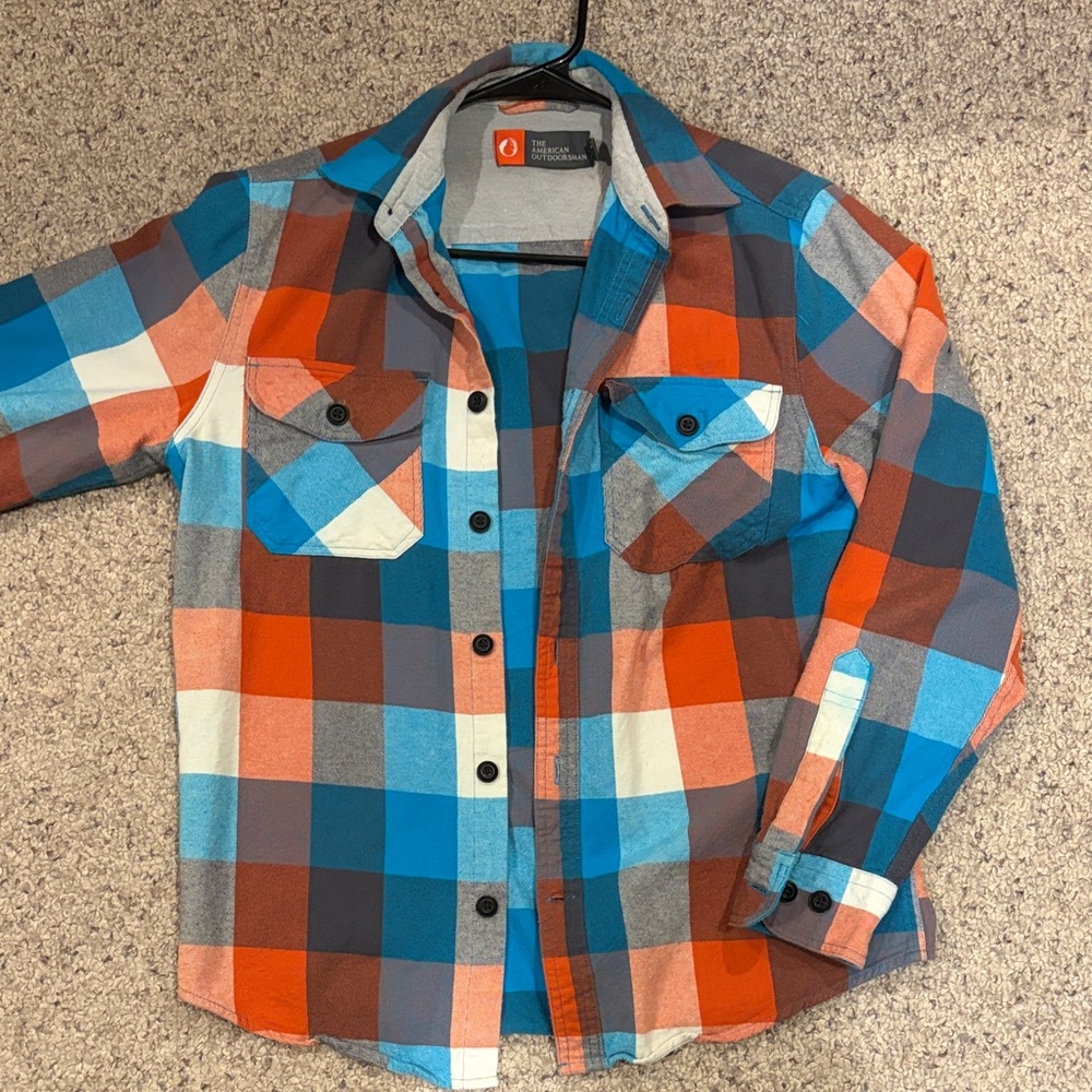 Men's Plaid Casual Button Down Shirt - Blue and Red